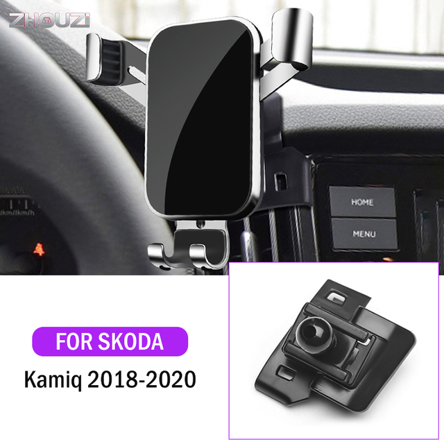 Car Mobile Phone Holder For Skoda Karoq Kamiq Octavia Superb Spaceback Rapid Mounts GPS Navigation Holder Bracket Car Accessories