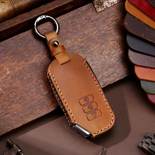 Luxury Car Key Cover Case Genuine Leather Keychain Accessories For Kia Ev6 Seltos K5 Sorento Mq4 7 Button Keyring Holder Shell