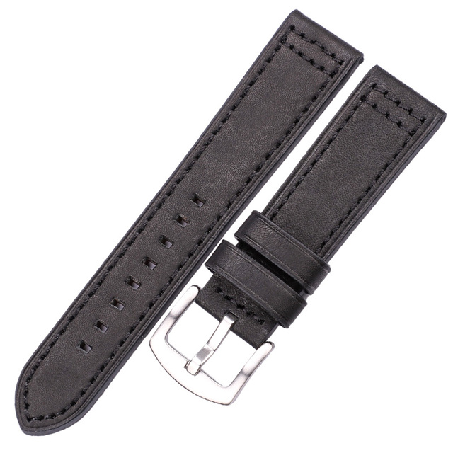 HENGRC Genuine Leather Watches Bracelet Black Blue Gray Brown Cowhide Watch Strap for Women Men 18 20mm 22mm 24mm Wrist Band