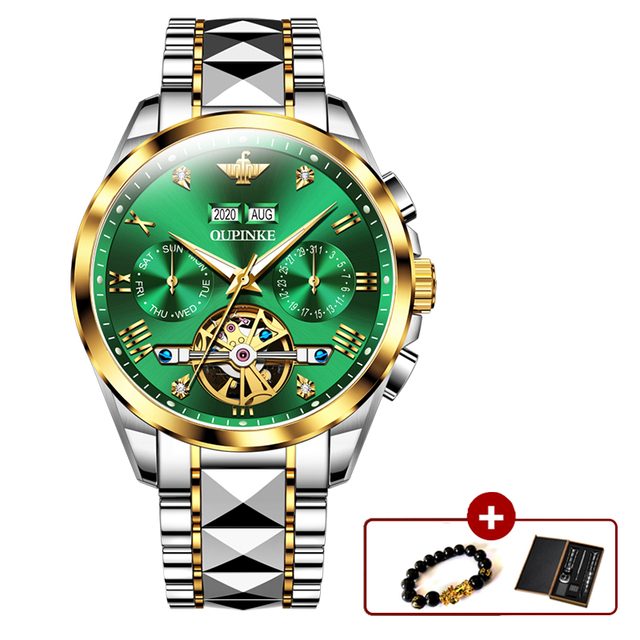 Original OUPINKE luxury automatic men's watch mechanical sapphire crystal waterproof fashion top brand hollow wristwatches