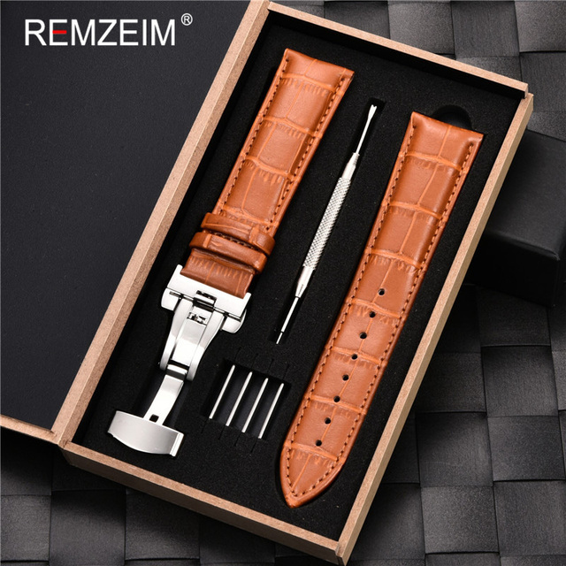 Remz Patterned - Genuine calfskin leather watch strap size 16, 17, 18, 19, 20, 21, 22, 23 and 24mm, with box and watch accessories