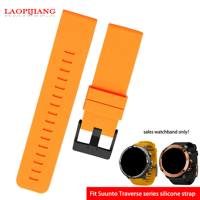 High quality waterproof rubber watchband fit suunto TRAVERSE Alpha series watch 24mm silicone straps with stainless steel clasp