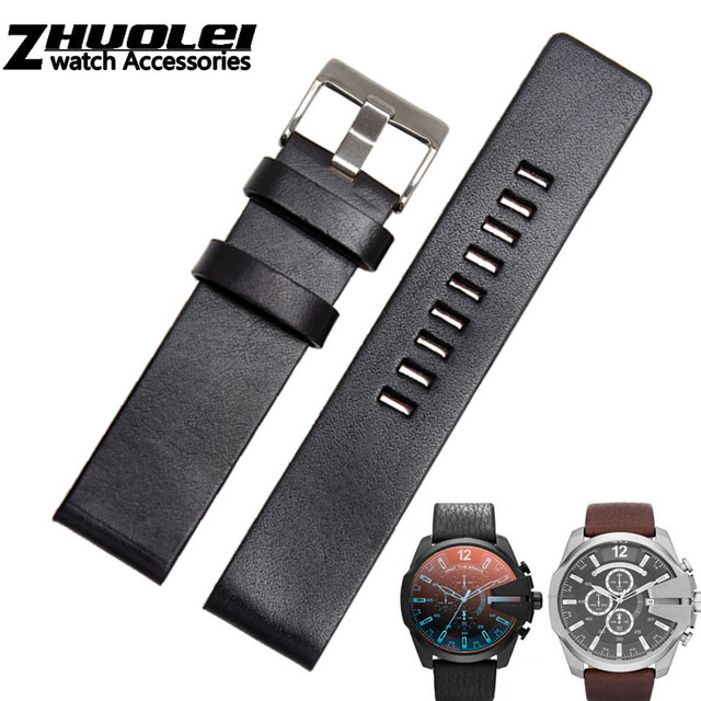 Diesel Watch Cowhide Leather Strap , Fit Strap DZ7312 | DZ4323 | DZ7257 with stainless steel pin clip 24 26 27 28 30mm