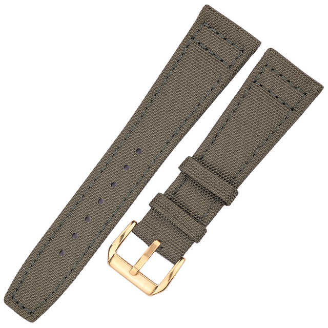 Nylon Canvas + Genuine Leather Watchband 20mm 21mm 22mm Black Green Blue Women Men Watch Band Strap With Pin Buckle