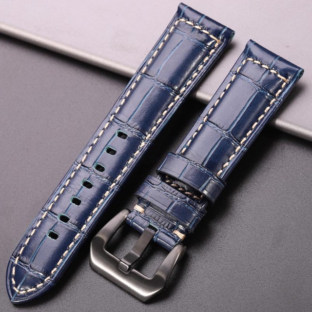 Genuine leather watches black brown red blue green orange women men watch strap for bam accessories 20mm 22mm 24mm