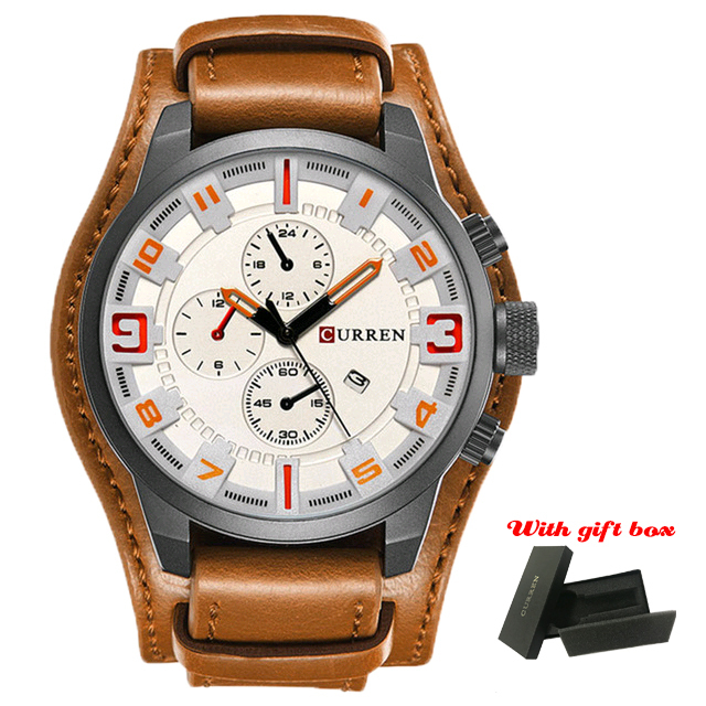 CURREN Top Brand Luxury Men's Watches Men's Watches Date Sports Military Watch Leather Strap Quartz Business Men Watch Gift 8225