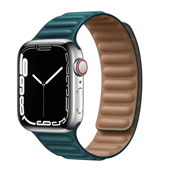 حزام ل سوار ساعة يد آبل رابط جلدية حلقة 44 مللي متر 40 مللي متر iWatch سلسلة 7 6 SE 5 4 3 2 1 watchbands سوار 42 مللي متر 38 مللي متر الأساور