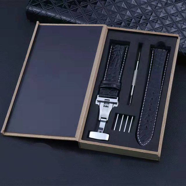 Quick release crocodile genuine leather watch strap parts red white 20mm 22mm animal skin straps with wooden box and tool