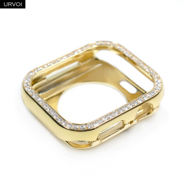 URVOI Full Glitter Rhinestone Case for Apple Watch series 6 5 4 SE Sturdy Metal Frame with Crystal Cover for iWatch Protection