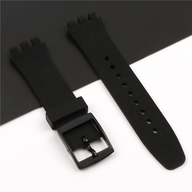 20mm silicone strap female pin buckle watch accessories for swatch SUSB400 SUSW402 men's sports waterproof bracelet watch band