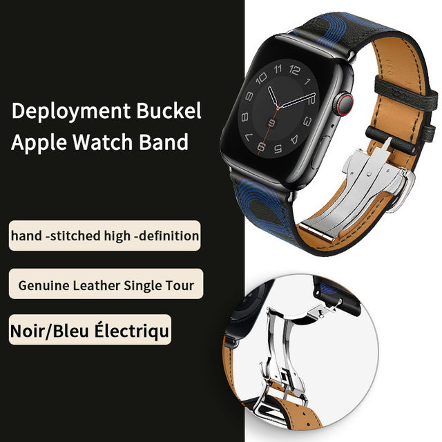 High Quality Genuine Leather Single Turn Buckle Strap for iwatch Apple Watch7 6 Se 5 4 3 2 1