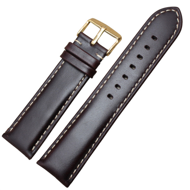 اليدوية جلد طبيعي Watchbands الرجال النساء سوار 18 19 20 21 22 24 مللي متر ساعة أثرية الفرقة حزام المتضمن الفضة مصقول مشبك