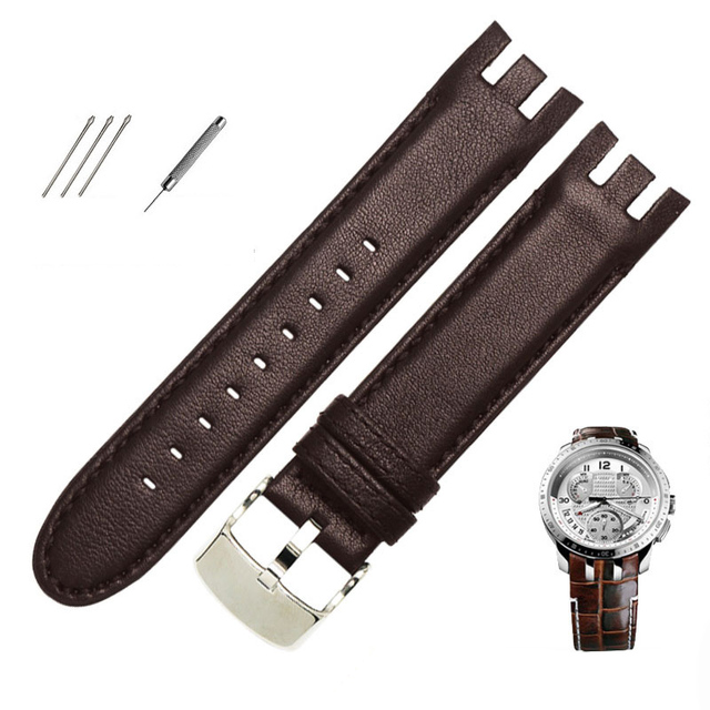 High Quality Genuine Leather Watch Strap For Swatch YRS403 412 402G Watch Band 21mm Watchband Men Curved End Watches Bracelet