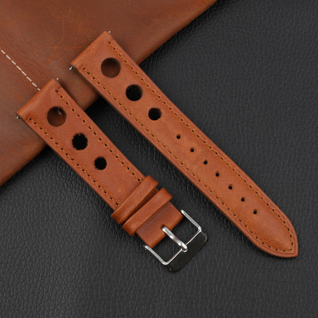 Onthelevel Leather Watchband 18mm 20mm 22mm 24mm Black Brown Coffee Racing Strap Handmade Stitching Quick Release Watch Strap