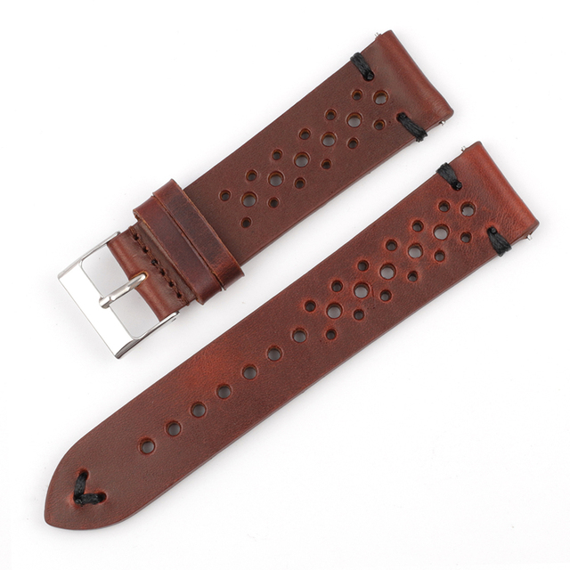 Onthelevel Leather Watch Strap 18mm 20mm 22mm 24mm Durable Coffee Brown Color Watch Band Quick Release Watch Straps Replacement