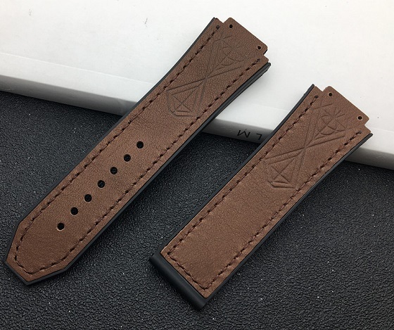 Convex Real Leather Silicone Rubber Watchband 25*17mm for Hublot Strap for Big Bang Strap Watch Band Authentic Bracelet Logo