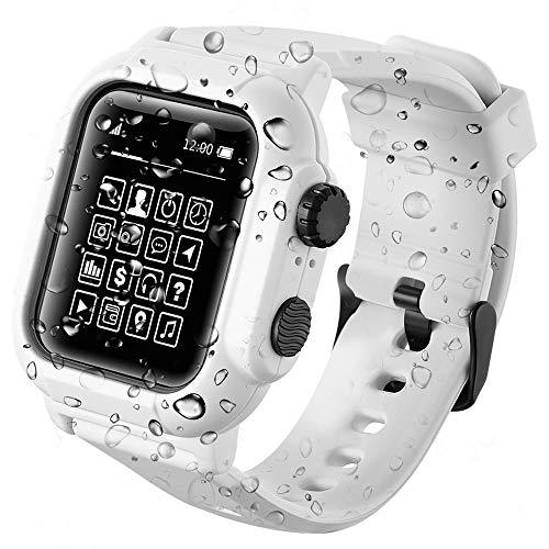 Case + Strap for Apple Watch 6 5 4 SE 44mm Sport Silicone Strap IP68 Waterproof Anti-drop Protective Cover for iwatch 3 2 1 42mm