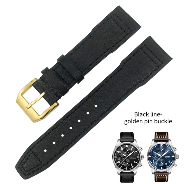 20mm 21mm 22mm High Quality Cowhide Genuine Leather Watchband Suitable for IWC Pilot Mark 18 Soft Brown Watch Strap Tang Clasp