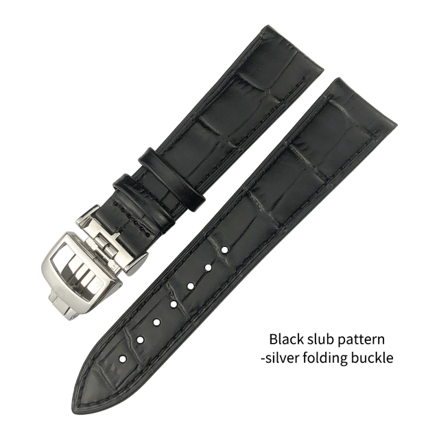 20mm 21mm Cowhide Leather Watchband Fit For Jaeger-LeCoultre Master Watch Strap Soft Black Brown Blue Leather Bracelets Folding Buckle