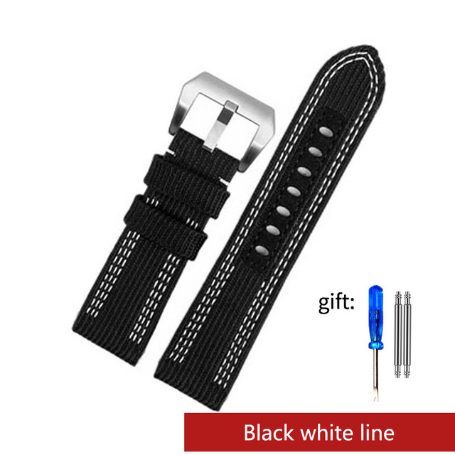 ل بانيراي حزام ساعة اليد Pam00984 00985 PAM111 PAM441 الشبح النايلون الجلود وحيد سوار الإكسسوار 24 26 مللي متر حجم كبير للرجال