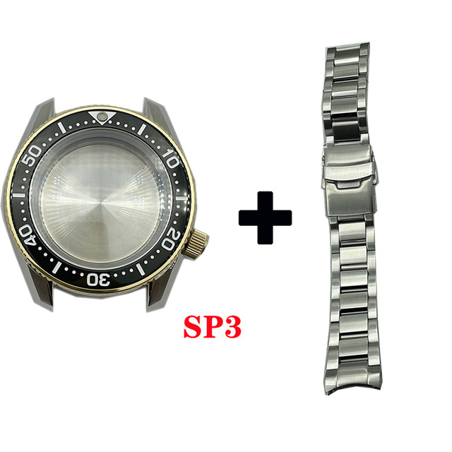 Solid 20mm Width Sterile Black PVD Coated Watchband Stainless Steel Folding Clasp Suitable for SPB185/187 Watches