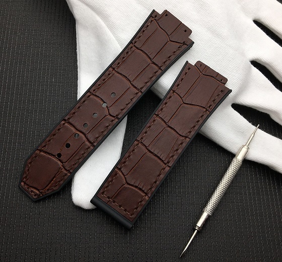 25*17mm Real Cow Leather With Rubber Silicone Watchband Watch Band For Hublot Strap For Big Bang Accessories Belt Buckle Logo On