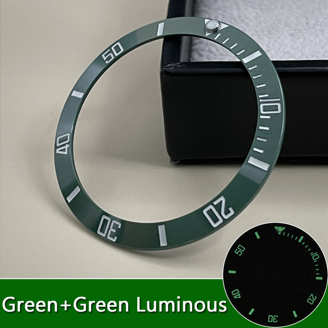 Sub green ceramic bezel insert super C3 green/blue luminous watch case outer ring 38mm*30.6mm suit for 40mm GMT NH35 series watch