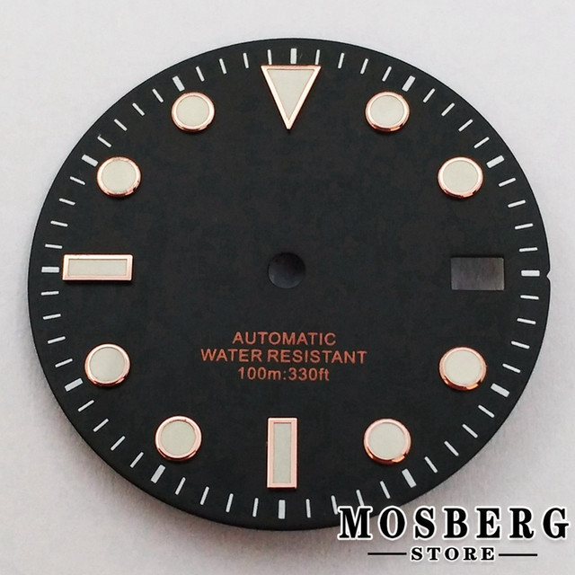 29mm sterile black green blue watch dial with date window for NH35 NH35A automatic movement accessories parts