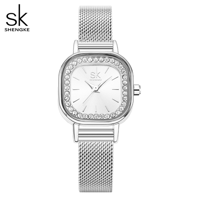 Fashion Women Simple Wristwatch Rhinestone Dial Decoration Quartz Movement Watches for Women Holiday Gifts Stainless Steel Wristwatch