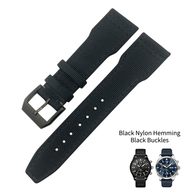 20mm 21mm 22mm Nylon Fabric Genuine Leather Watch Band Fit For IWC Watches Spitfire Pilot Mark 18 Top Gun Strap Pin Buckle