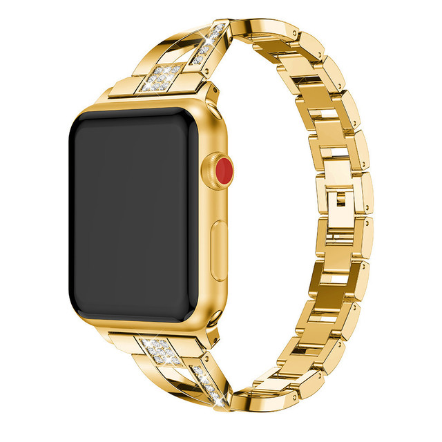 Diamond Bracelet for iWatch Series SE 7 6 5 4 Women Wristband for Apple Watch 38/40/41mm 42/44/45mm Band Metal X Shape Strap