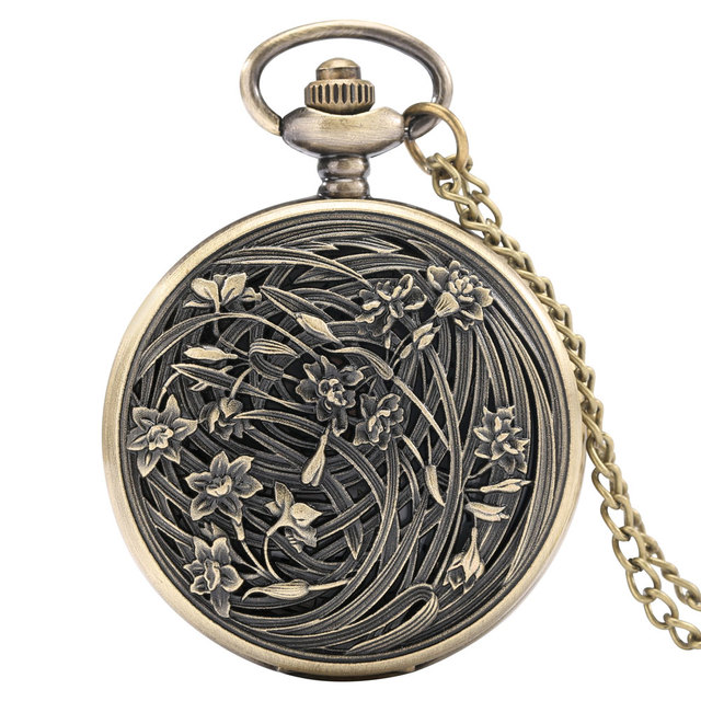 New Classic Bronze Men's Quartz Big Chain Pocket Watch Cat Pattern Unisex Advance Sense Watches Birthday Gift for Boyfriend