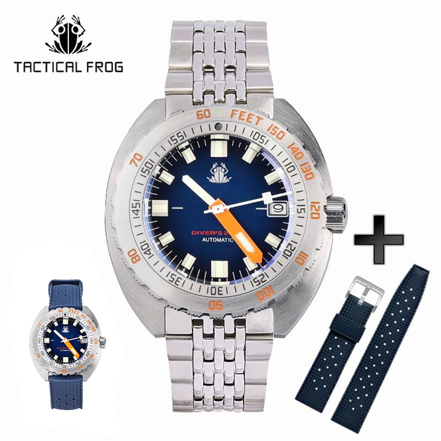 Tactical Frog Sub 300T V3 Retro Diver Watch Men NH35A Automatic Sapphire 200M Waterproof Luminous Stainless Steel Mechanical Bracelet