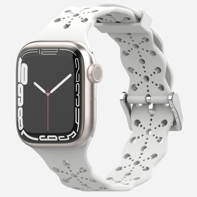 Lace Silicone Strap for Apple Watch Bnad 7 45mm 41mm Breathable Silicone Wristband for iWatch 6 5 4 3 SE 44mm 42mm 40mm