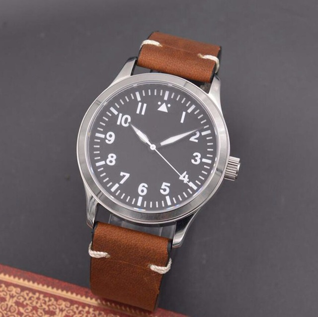 Custom Logo Sapphire Miyota Automatic Corgeut Watch 42mm Military Men Sport Sterile Dial Luminous Leather Mechanical Wristwatch