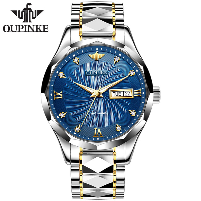 OUPINKE Luxury Brand Men Automatic Mechanical Watch Construction Grade Waterproof Stainless Steel Watchband Male Wristwatch