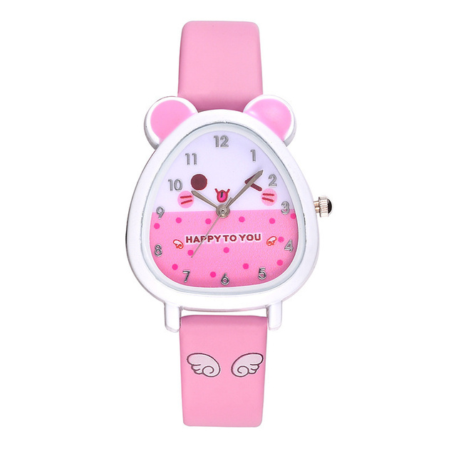 New leisure fashion cartoon dial children's watch different color strap girls beautiful quartz watch