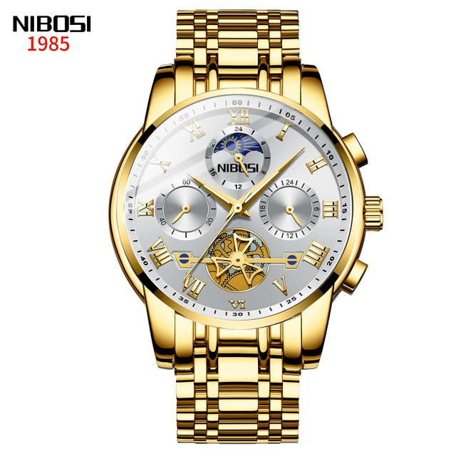 2022 New NIBOSI Luxury Watch Men Waterproof Watches Chronograph Sports Watches Mens Quartz Casual Wristwatch Reloj Hombre