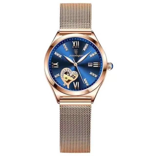 Swiss Brand POEDAGAR 2022 Fashion Women's Watch Stainless Steel Mesh Rose Gold Luxury Waterproof Luminous Ladies Quartz Watches