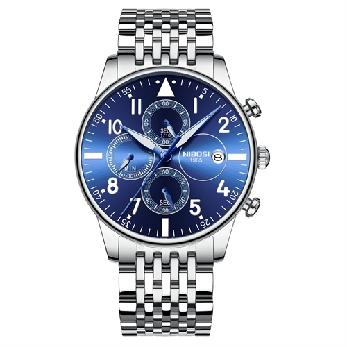 NEBOSI - Luxury Watches for Men, Military Chronograph, Quartz, Stainless Steel, Fashion