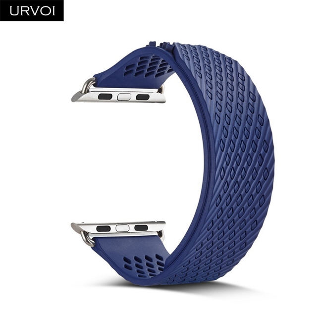 URVOI Fluorelastomer Band for Apple Watch Series 7 6 SE 5 432 Strap for iWatch Soft Silicone Replacement Sport Band No Buckle