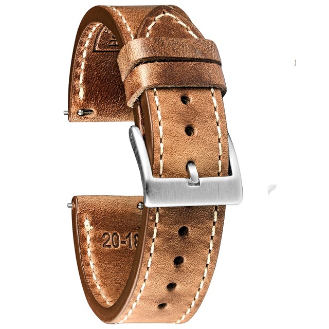 High Quality Horween Genuine Leather Straps Brown Soft Wrap Handmade Horse Leather Watch Strap 18mm 20mm 22mm