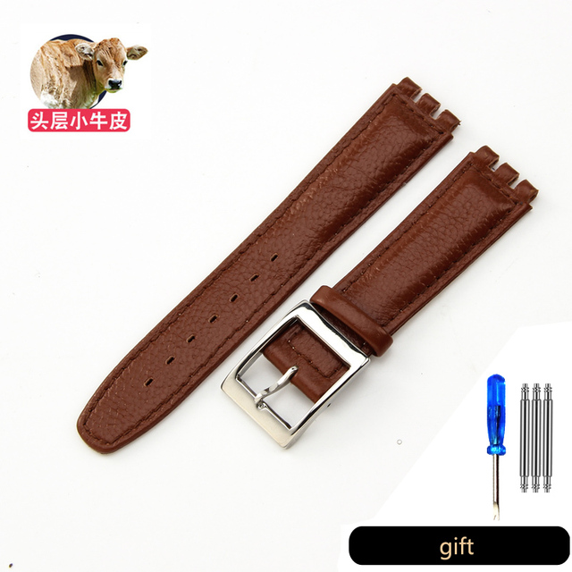 Genuine Leather Watch Strap For Swatch YCS YAS YGS Pin Buckle 17mm 19mm Female Watch Band Blue Red Black Accessories Watchband