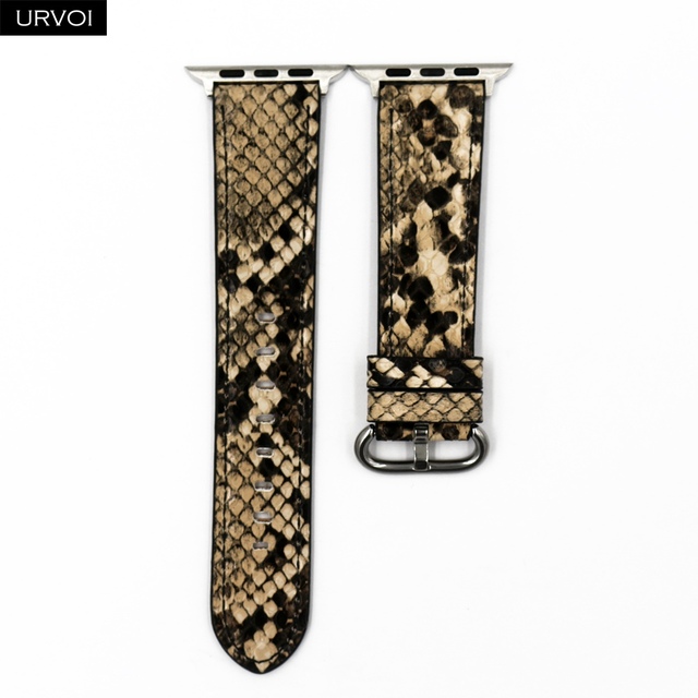 URVOI Leather Strap for Apple Watch Series 7 6 SE 5 4 3 2 1 Strap for iwatch band 41 45mm Microfiber with Python Modern Design