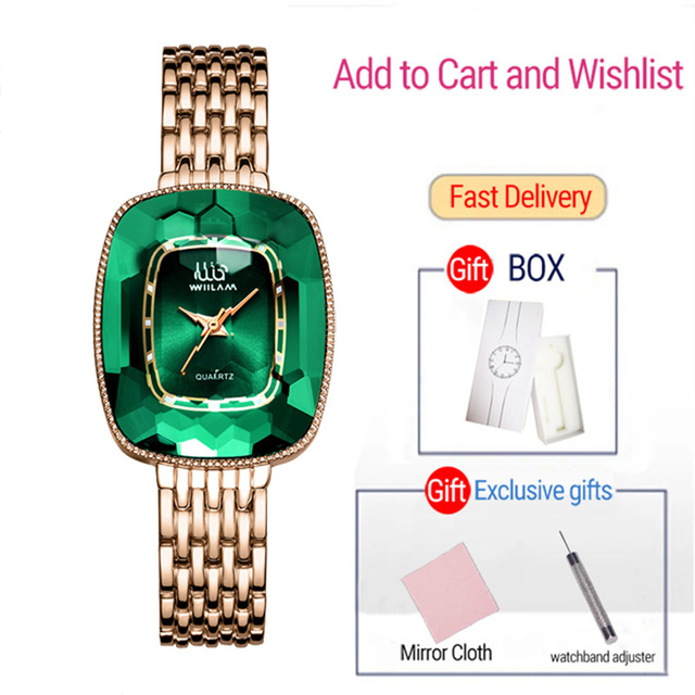 WIILAA 2022 Green Diamond Pattern Luxury Women Quartz Watch Creative Unique Ladies Wrist Watch For Female Clock relogio feminino