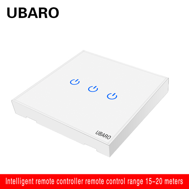 UBARO 86*86mm 433 RF Wireless Transmitter Controller Panel Tempered Glass Remote Manuel Button Without Battery 1/2/3 Gang