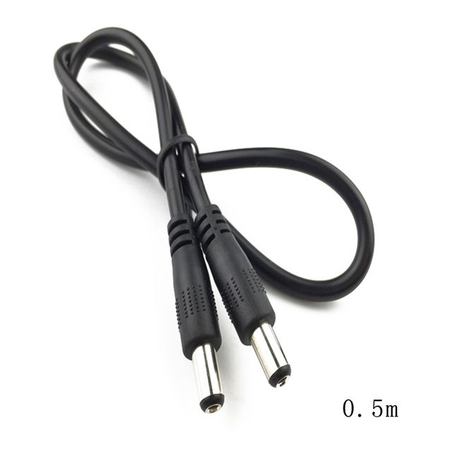 DC Power Cable Adapter Connector, 5.5 x 2.1mm Male to 5.5 x 2.1mm, Male