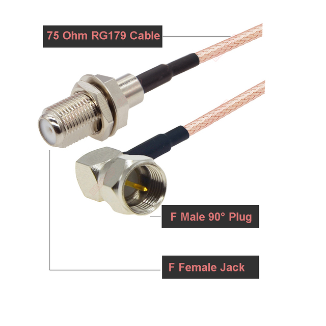 RG179 Cable 75 Ohm F Male Plug to F Male Plug Connector RF Coaxial Cable Extension Pigtail for TV Set-Top Box DIY Jumper