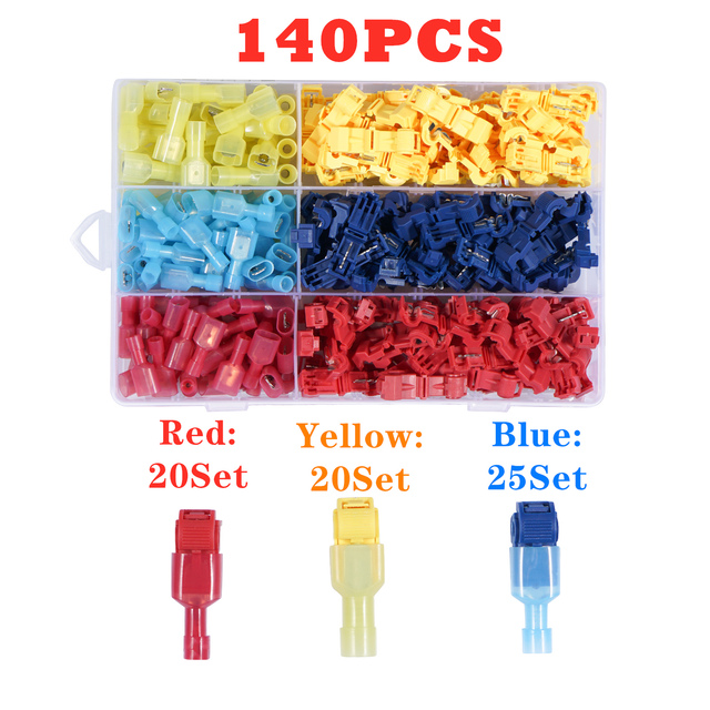 120/480pcs T-Tap Wire Connectors, Self Stripping Quick Splice Electrical Wire Terminals, Male Quick Cut Spade