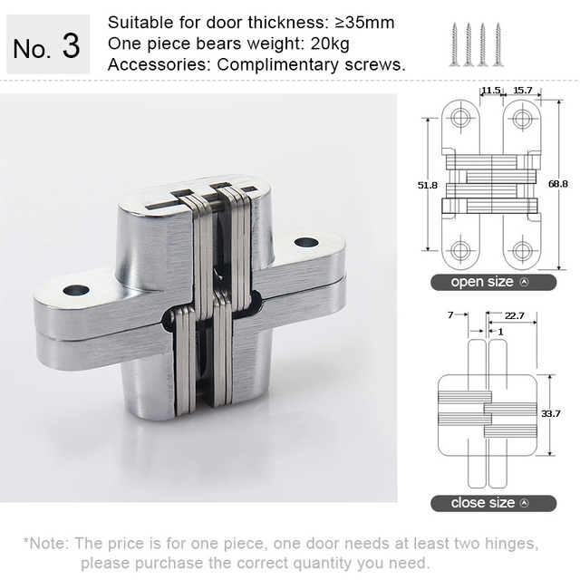 Hidden Hinge Invisible Cabinet Door Hinge , Zinc Alloy Hidden Door Hinge 180 Degree Swing Hinges For Front Door Wooden Box